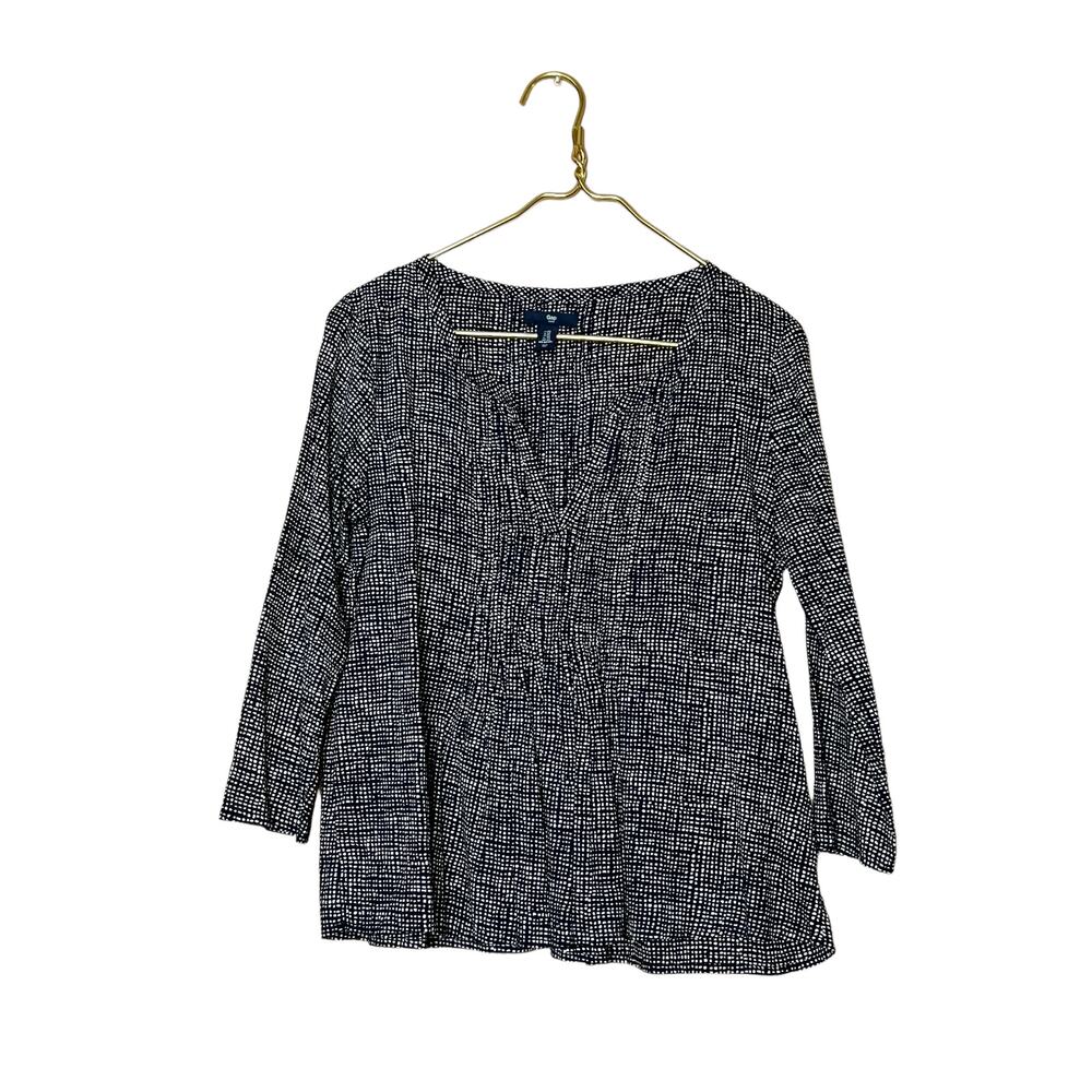 Gap women’s cuff 3/4 sleeve tunic cotton sz xs blue white polka dots blouse